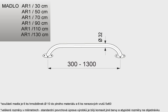 AR  1 madlo  50 cm   540 x 115 x 70 mm