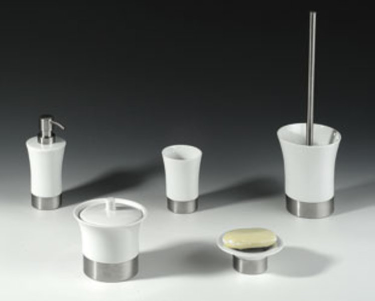 Doplněk JUSTY 1 mýdlenka na postavení, keramika/nerez  19