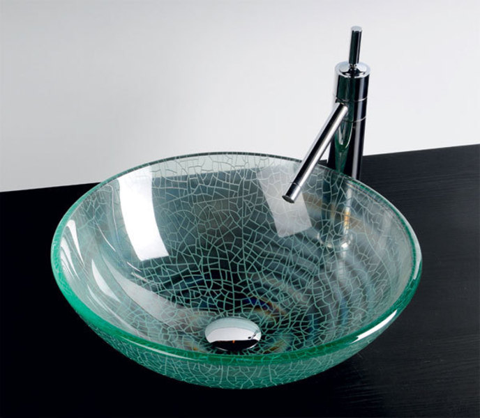 ICE skleněné umyvadlo průměr 42 cm, čirá s pískováním  