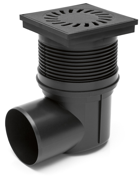 Vpust  CH kanalizační 150 x 150 DN 110 boční mřížka litina + klapka