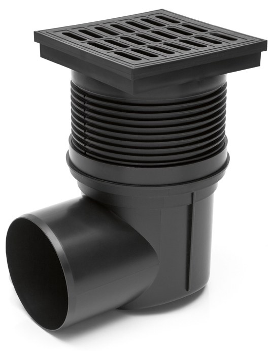 Vpust  CH kanalizační 150 x 150 DN 110 boční mřížka plast + klapka