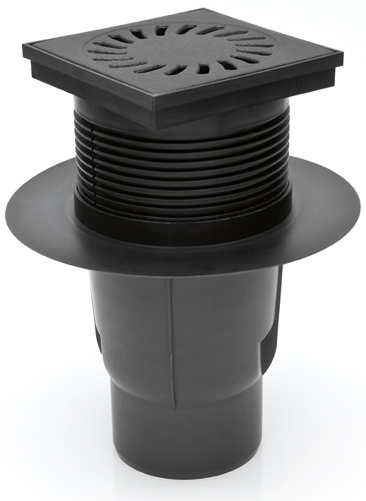 Vpust  CH kanalizační 150 x 150 DN 110 spodní mřížka litina + klapka