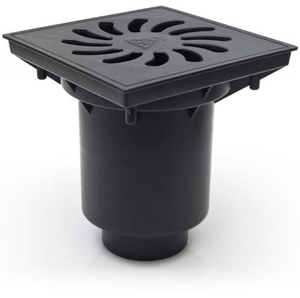 Vpust  CH kanalizační 245 x 245 DN 110/160 spodní mřížka plast + klapka