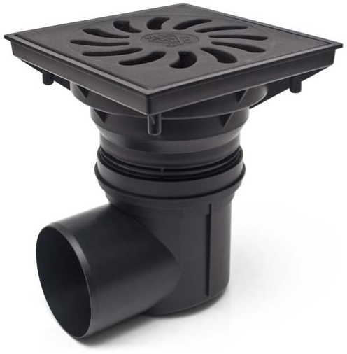 Vpust  CH kanalizační 245 x 245 DN 110 boční mřížka litina + klapka