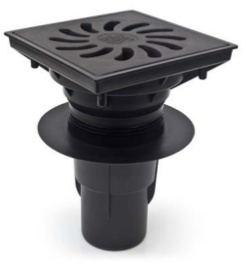 Vpust  CH kanalizační 245 x 245 DN 110 spodní mřížka litina + klapka