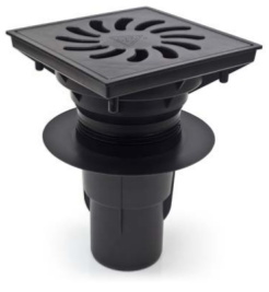 Vpust  CH kanalizační 245 x 245 DN 110 spodní mřížka plast + klapka