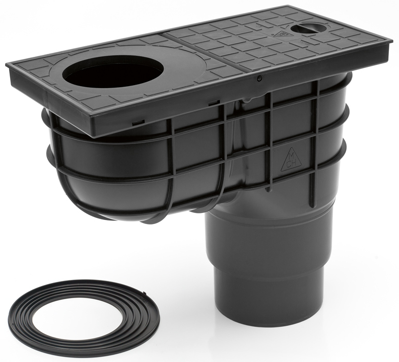 Vpust  CH kanalizační pro okapový svod černá 125/110 spodní
