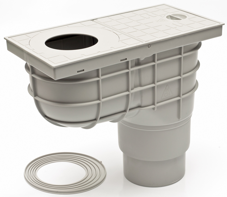 Vpust  CH kanalizační pro okapový svod šedá 125/110 spodní