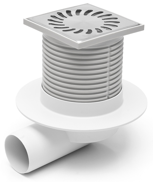 Vpust  CH podlahová 100 x 100 DN 50 boční mřížka nerez