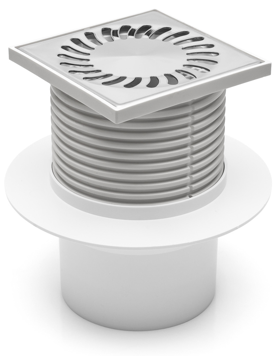 Vpust  CH podlahová 122 x 122 DN 110 spodní mřížka nerez