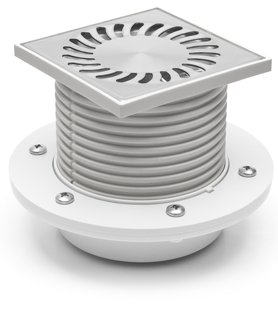 Vpust  CH podlahová 122 x 122 DN 50 spodní mřížka nerez s přírubou