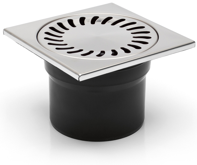 Vpust  CH podlahová 150 x 150 DN 110 spodní mřížka nerez